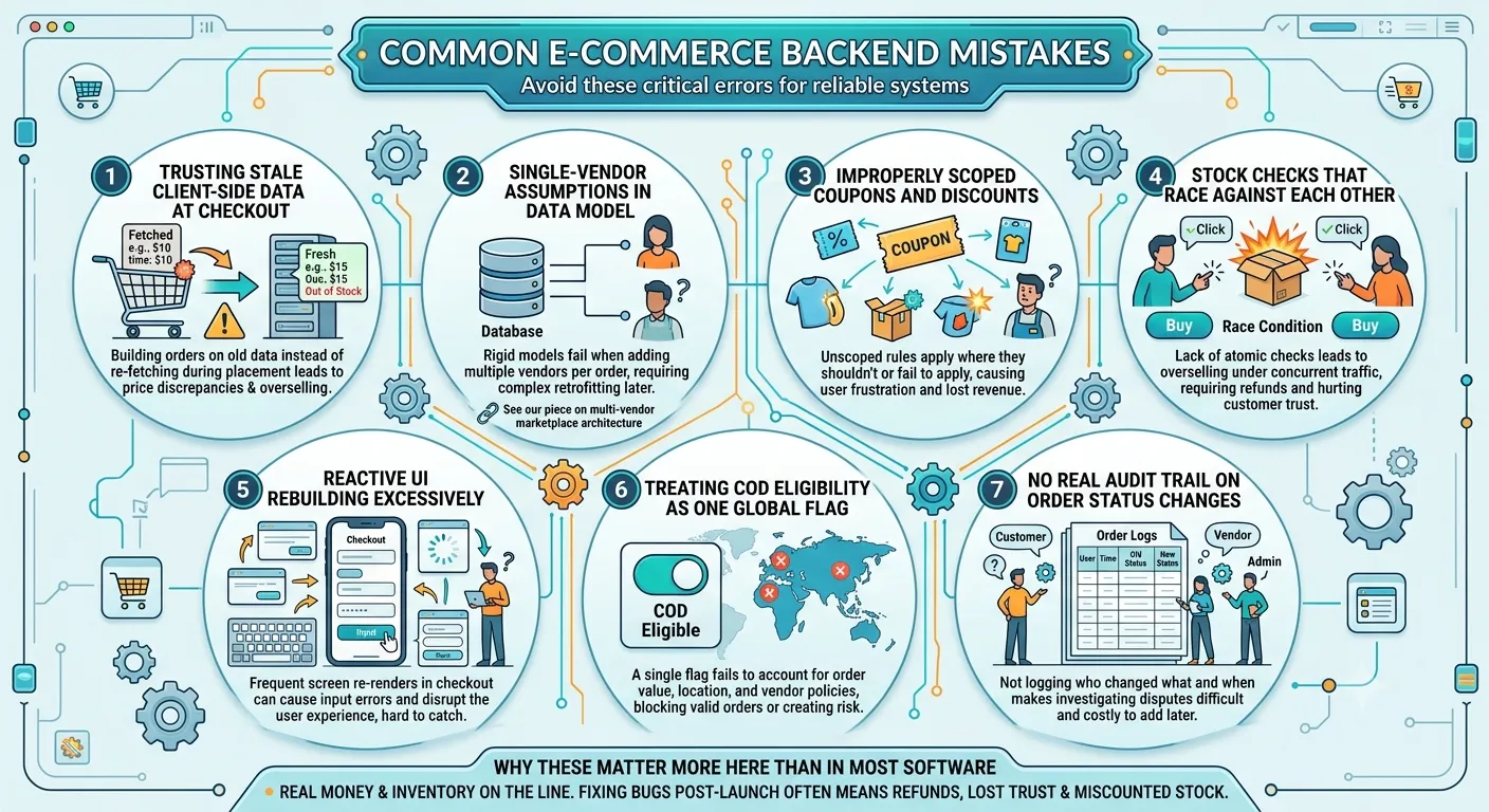Common e-commerce backend mistakes