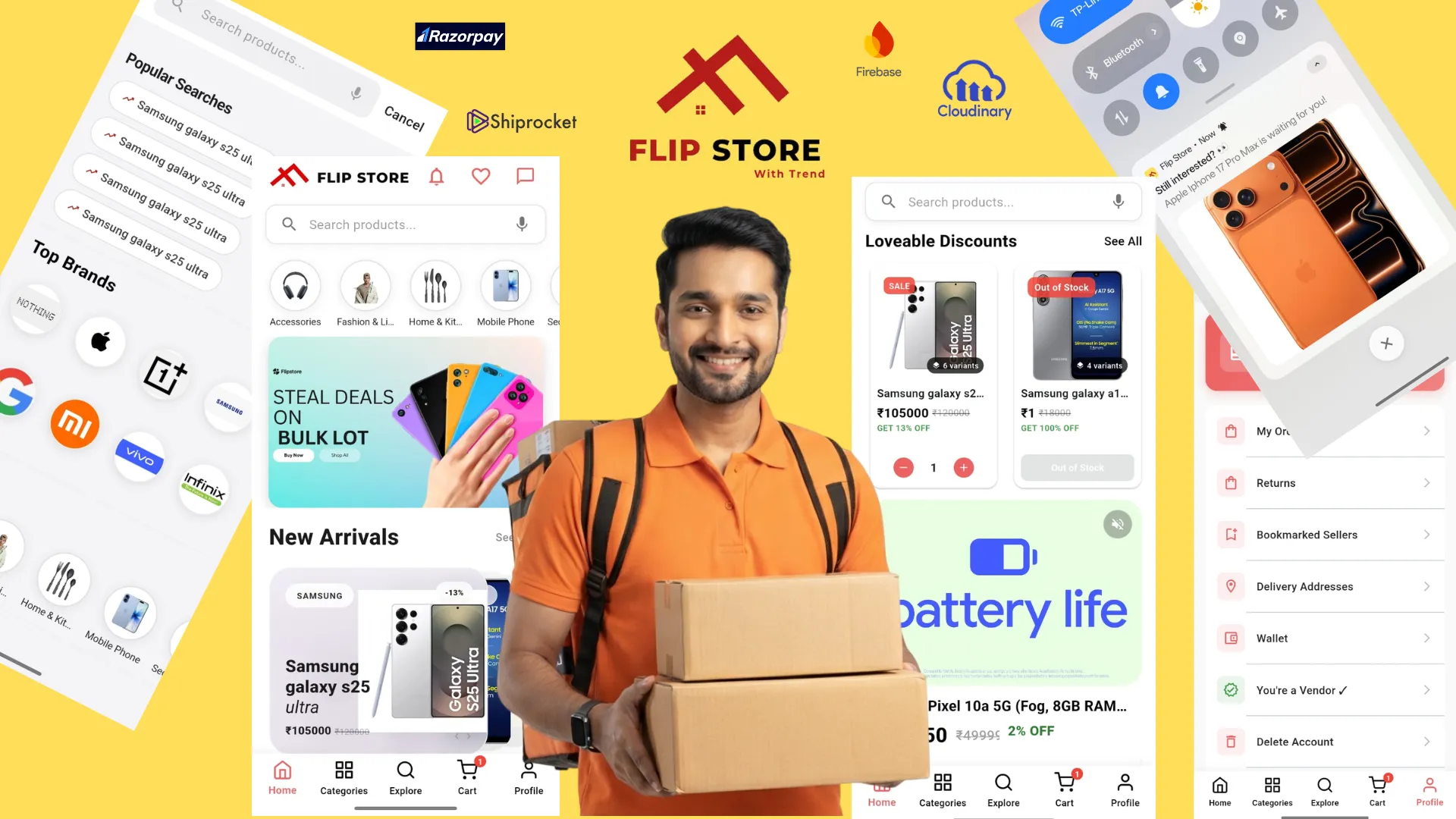FlipStore Multi-Vendor E-commerce Platform built with Flutter and Firebase