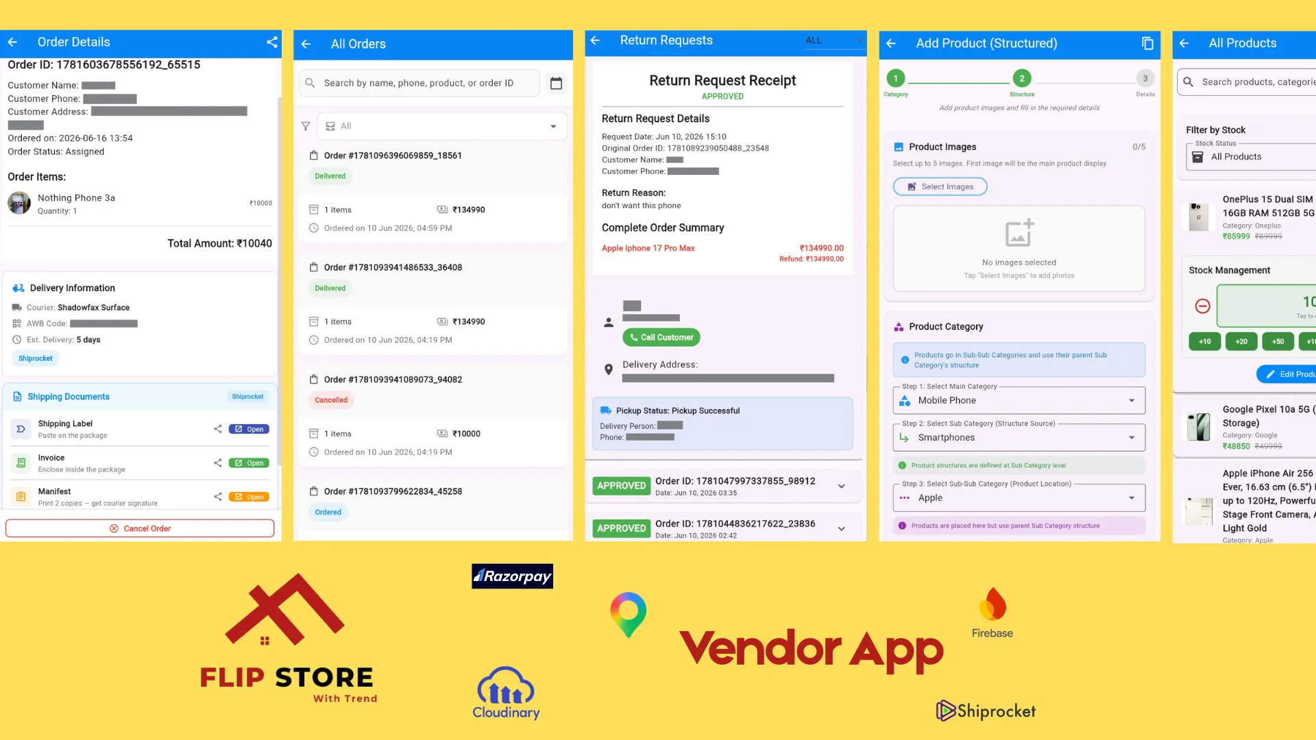 Flipstore Customer App Interface